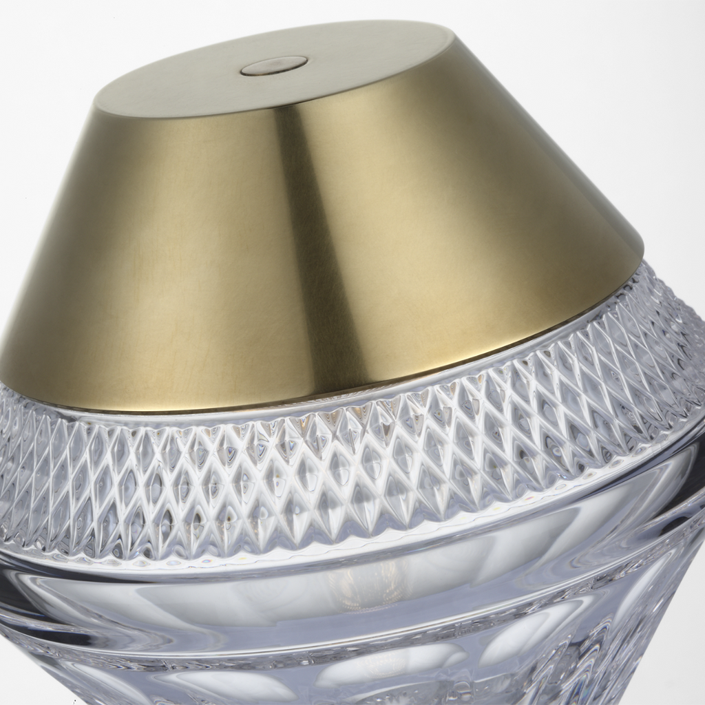 Copper Coast 5" Rechargeable Accent Lamp | Natural Brass | Clear Crystal