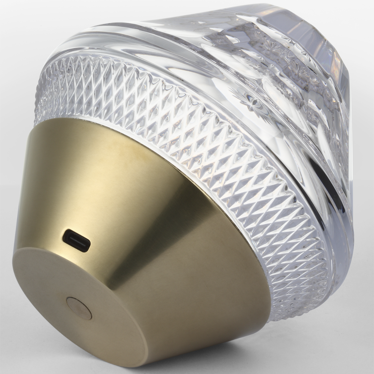 Copper Coast 5" Rechargeable Accent Lamp | Natural Brass | Clear Crystal