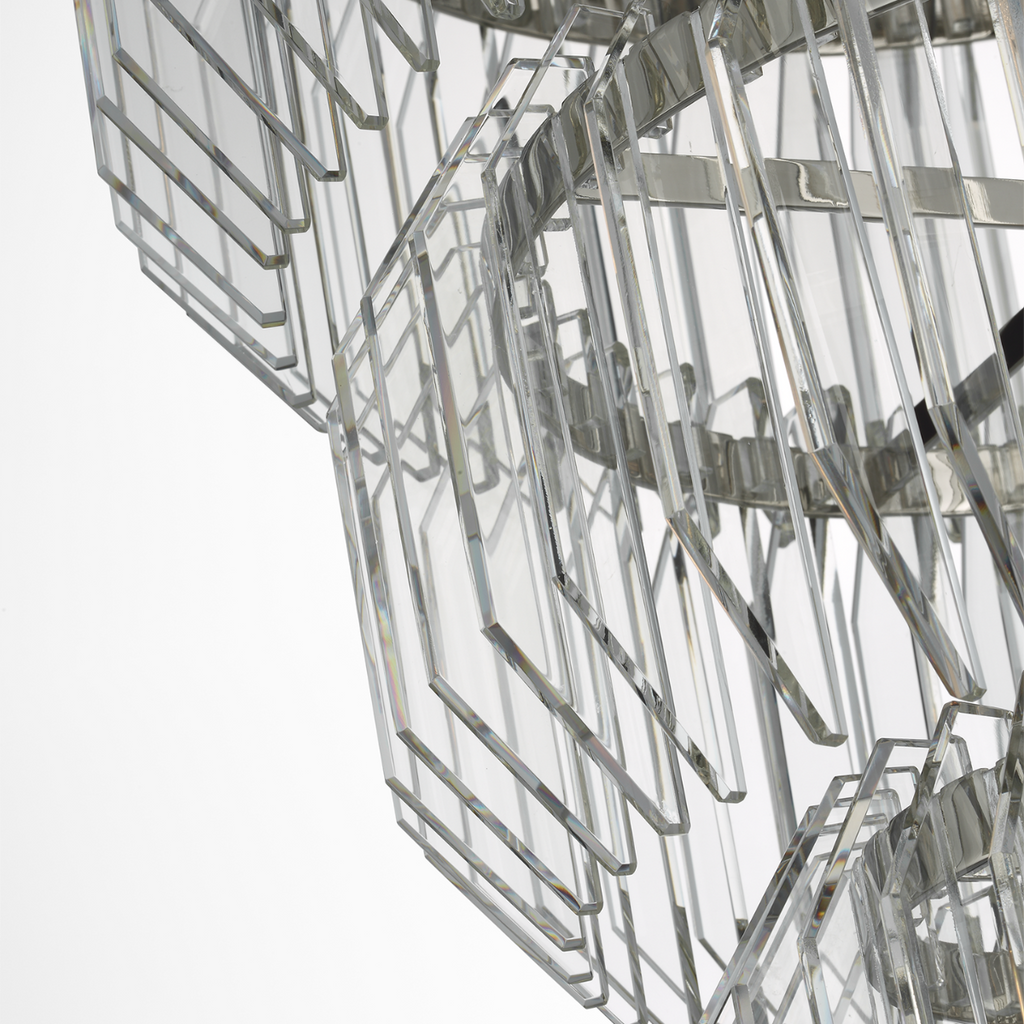 Killarney 19" Layered Entry Chandelier | Polished Nickel | Clear Crystal