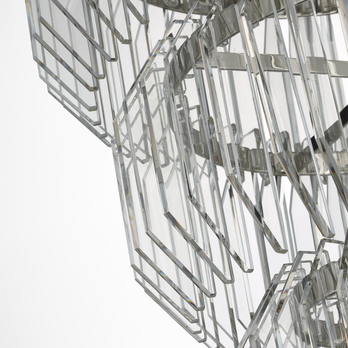 Killarney 19" Layered Entry Chandelier | Polished Nickel | Clear Crystal