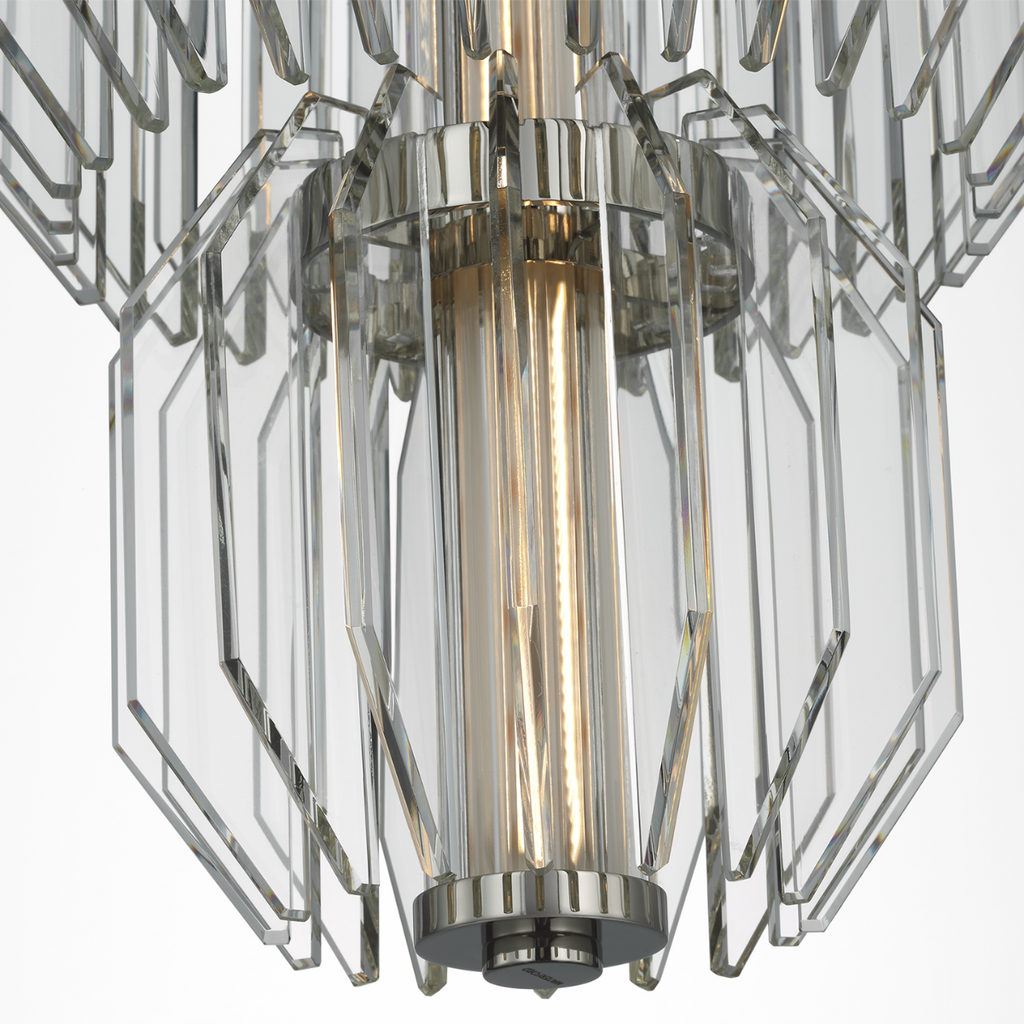 Killarney 19" Layered Entry Chandelier | Polished Nickel | Clear Crystal