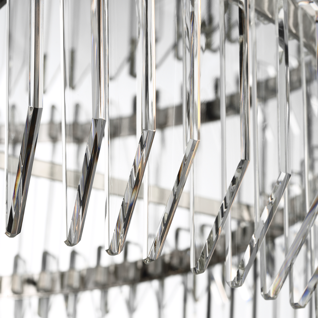 Killarney 32" Layered Drum Chandelier | Polished Nickel | Clear Crystal