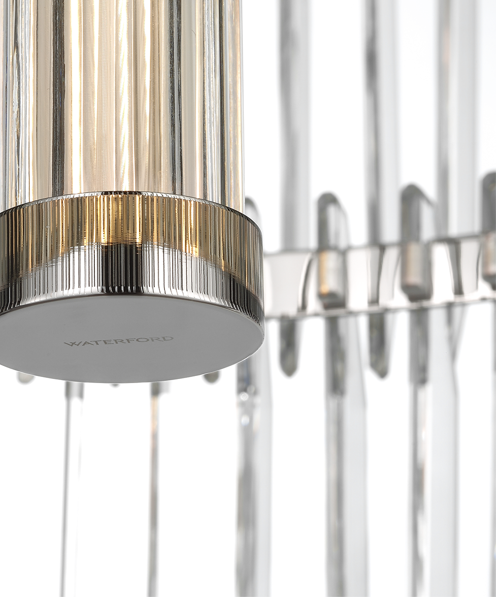 Killarney 32" Layered Drum Chandelier | Polished Nickel | Clear Crystal
