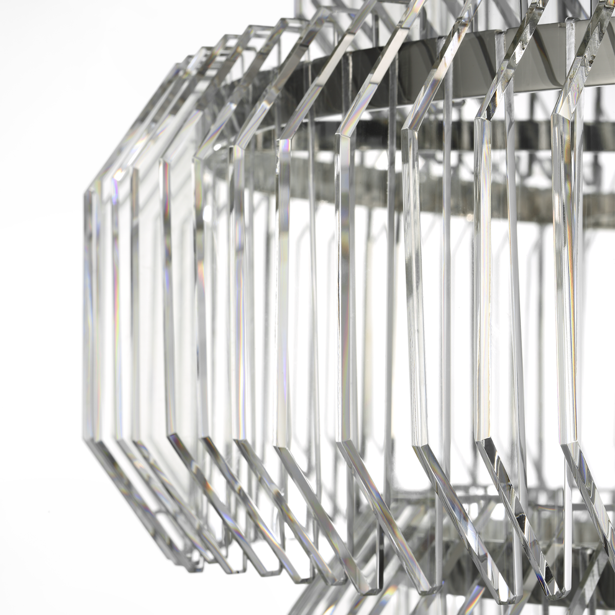 Killarney 32" Layered Drum Chandelier | Polished Nickel | Clear Crystal