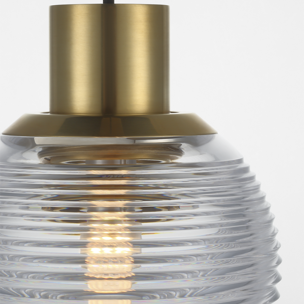 Circon 5" Mini Pendant | Natural Brass | Clear Crystal