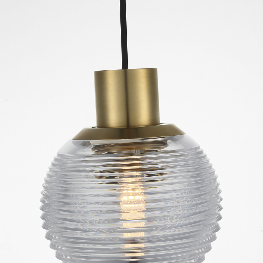 Circon 5" Mini Pendant | Natural Brass | Clear Crystal