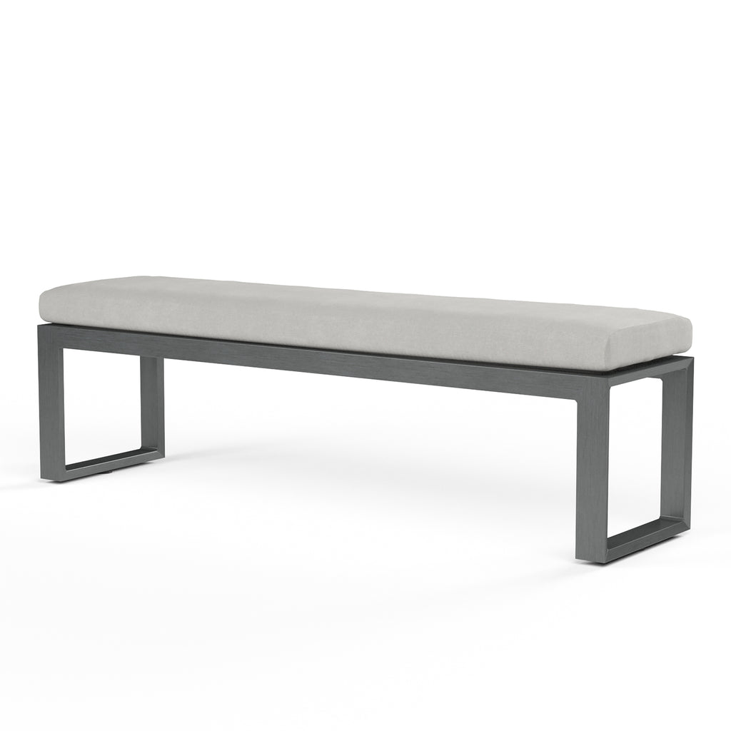 Redondo Dining Bench in Cast Silver, No Welt