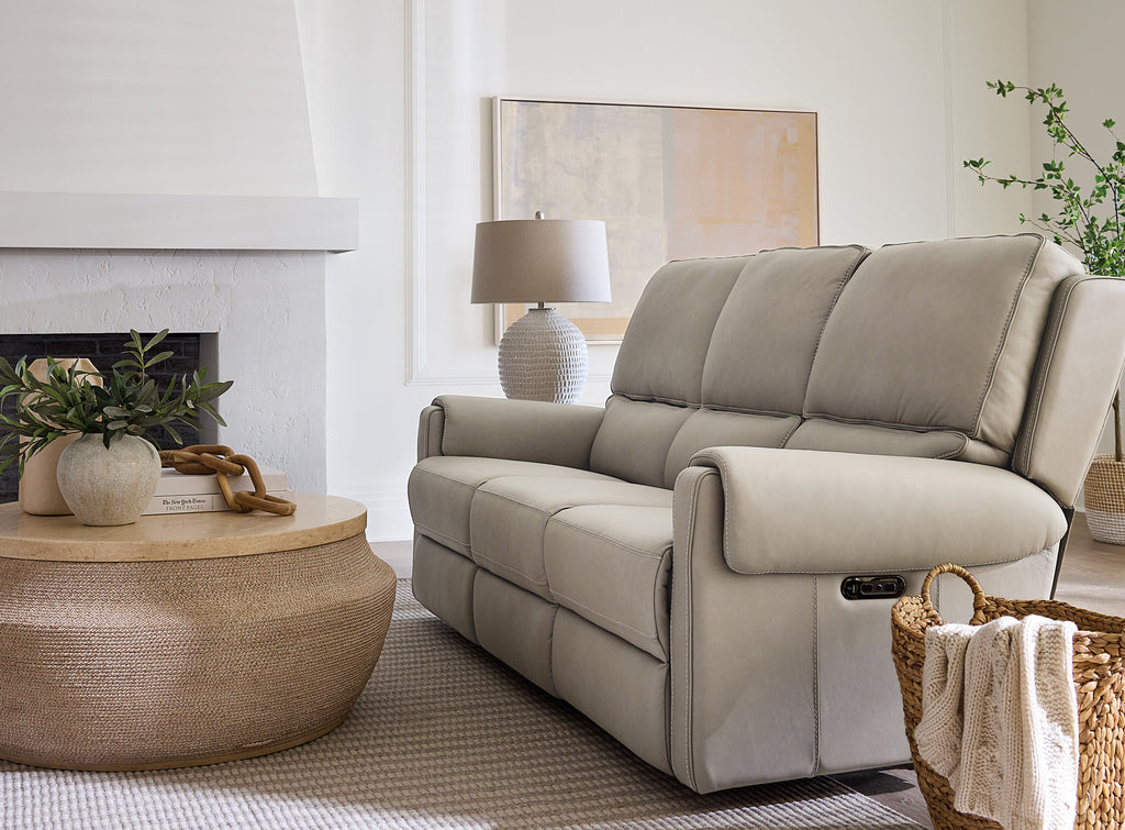 Somers Sofa with Power Recline & Power Headrest | Light Grey