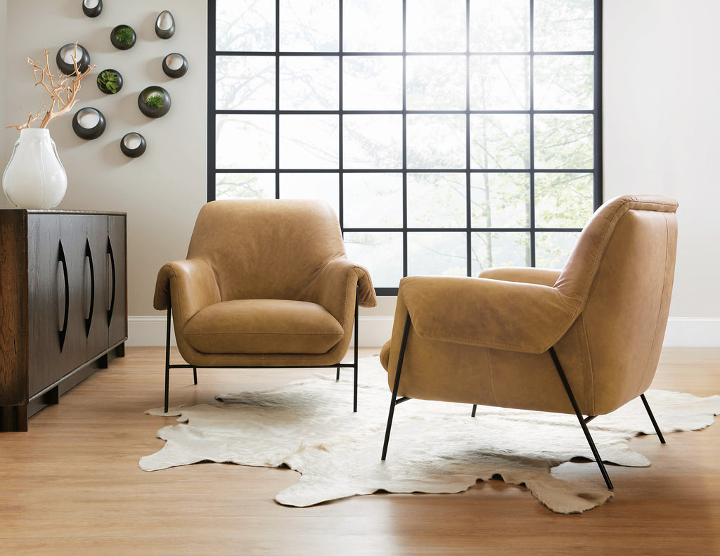 Ambroise Metal Frame Club Chair | Brown