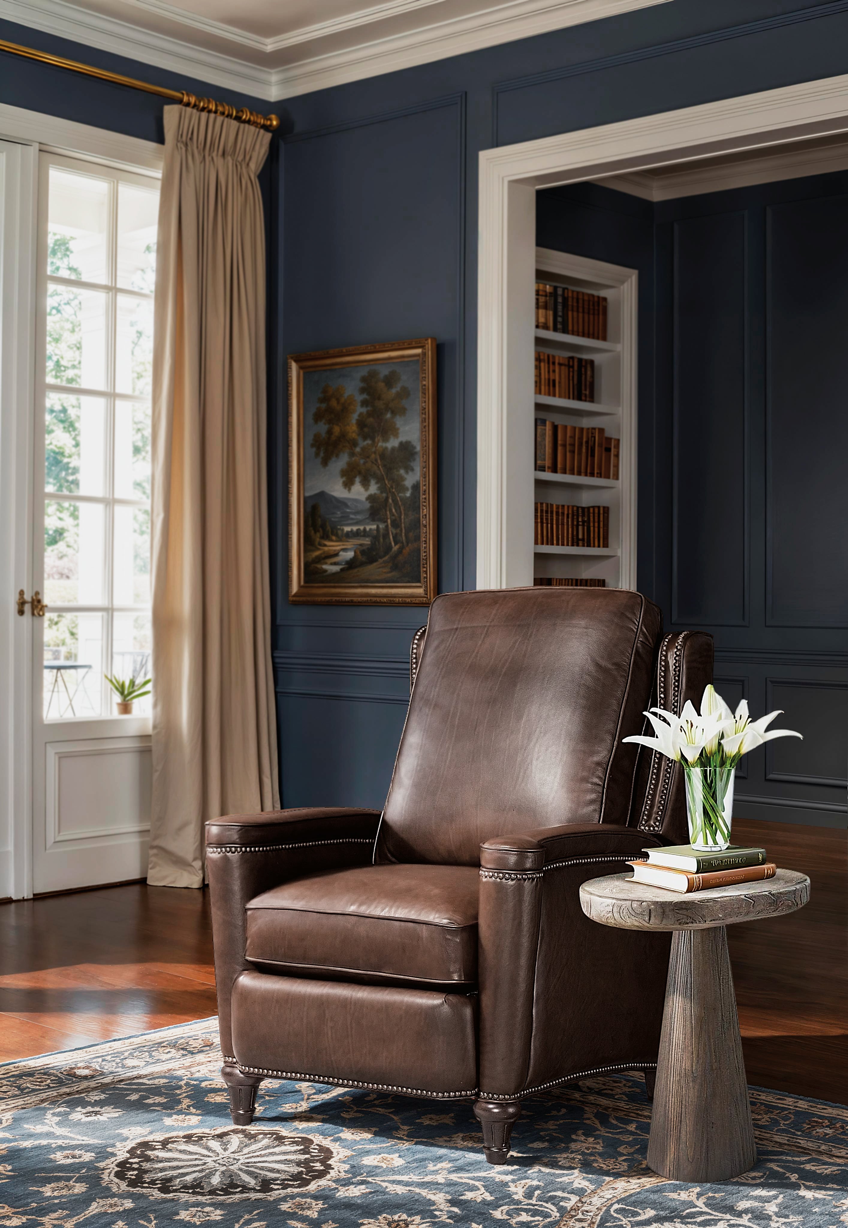 Rylea Manual Push Back Recliner | Dark Brown