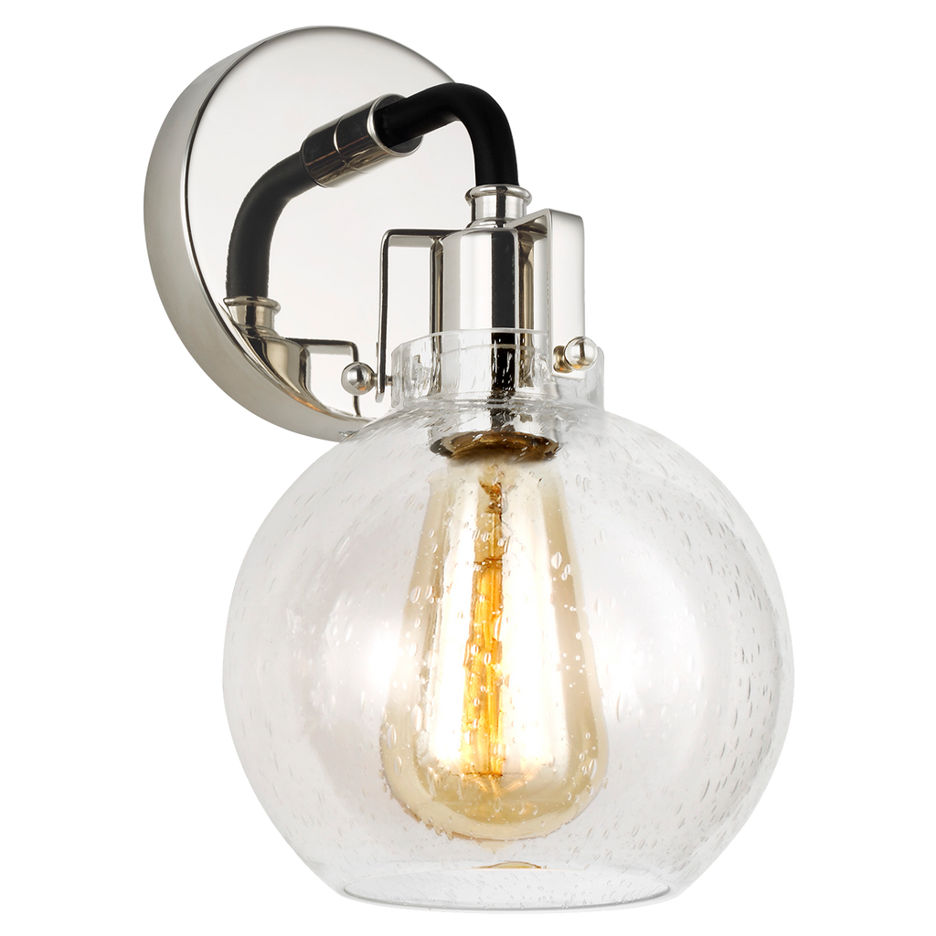 Clara 1 - Light Sconce | Polished Nickel/Textured Black