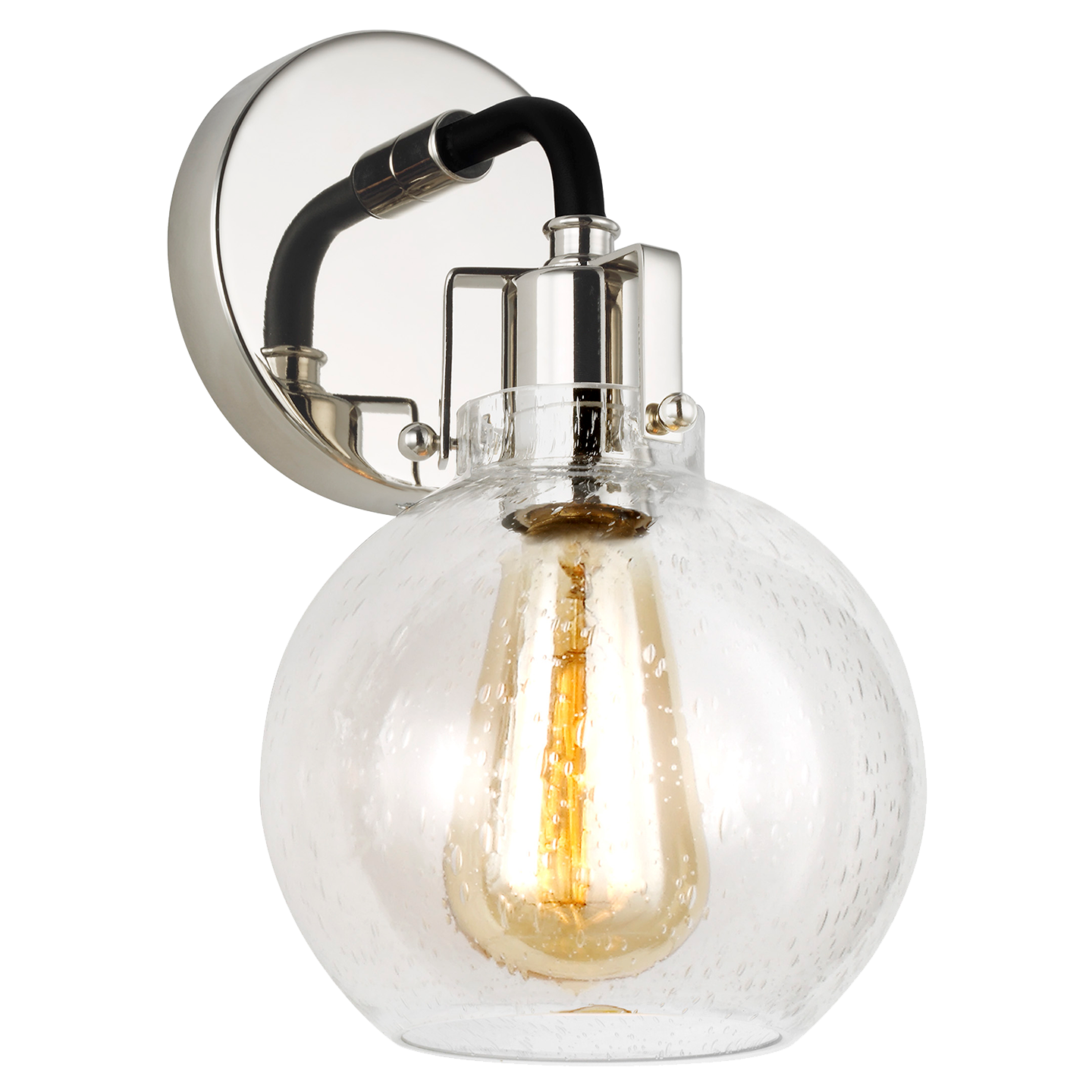 Clara 1 - Light Sconce | Polished Nickel/Textured Black
