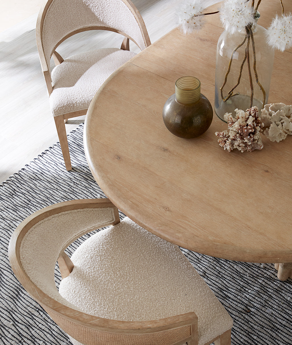 Retreat Pole Rattan Round Dining Table with 1-20in Leaf | Dune