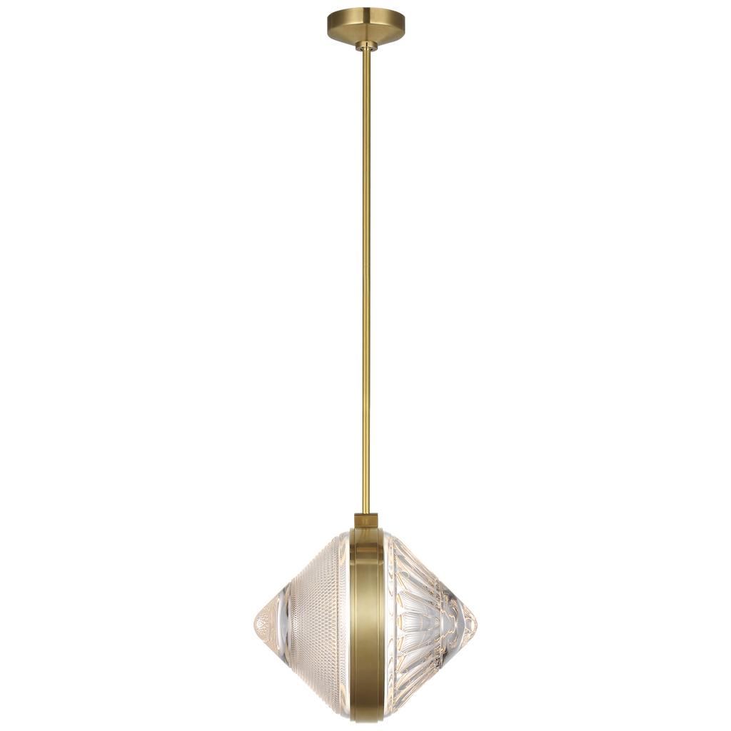 Copper Coast 15" Pendant | Natural Brass | Karo and Olive Cut Clear Crystal