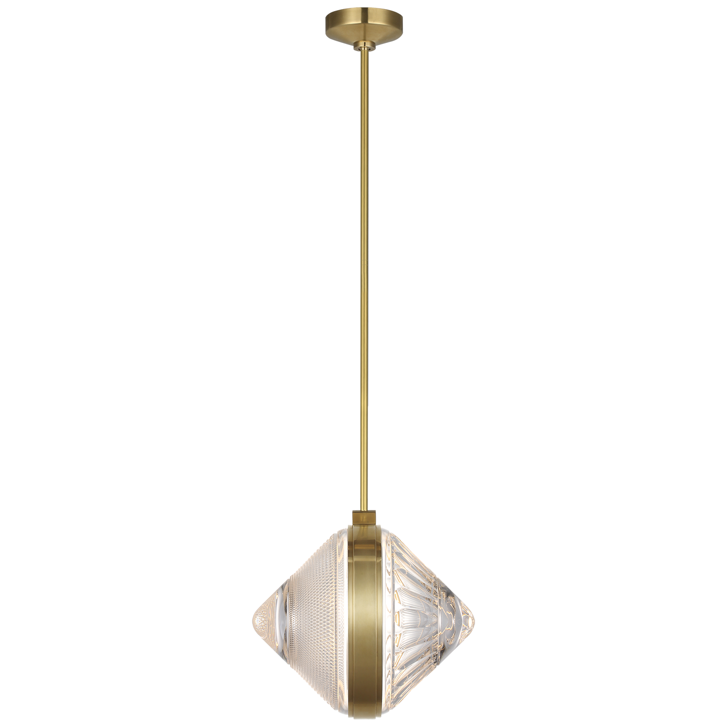 Copper Coast 15" Pendant | Natural Brass | Karo and Olive Cut Clear Crystal