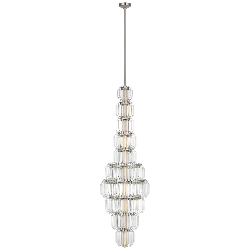 Killarney 19" Layered Entry Chandelier | Polished Nickel | Clear Crystal