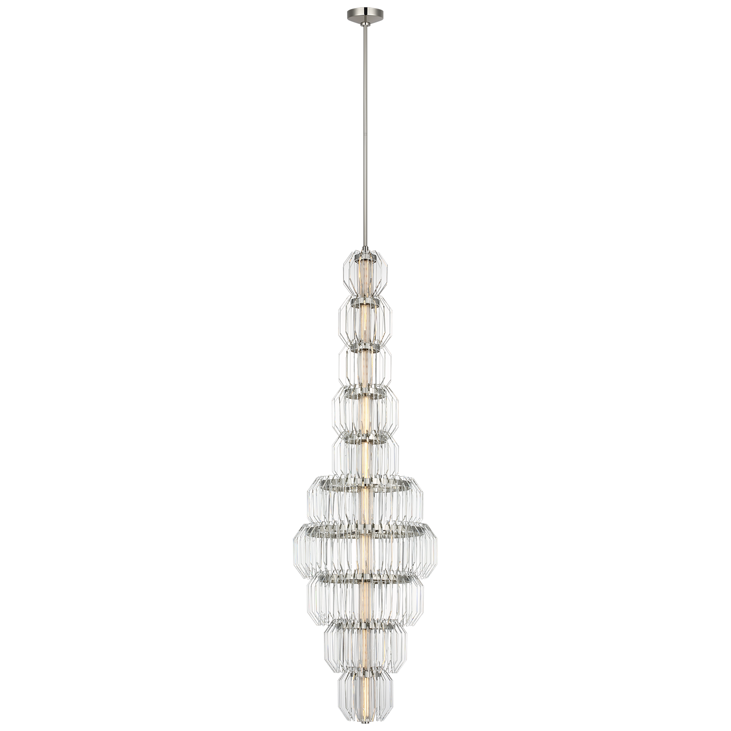 Killarney 19" Layered Entry Chandelier | Polished Nickel | Clear Crystal