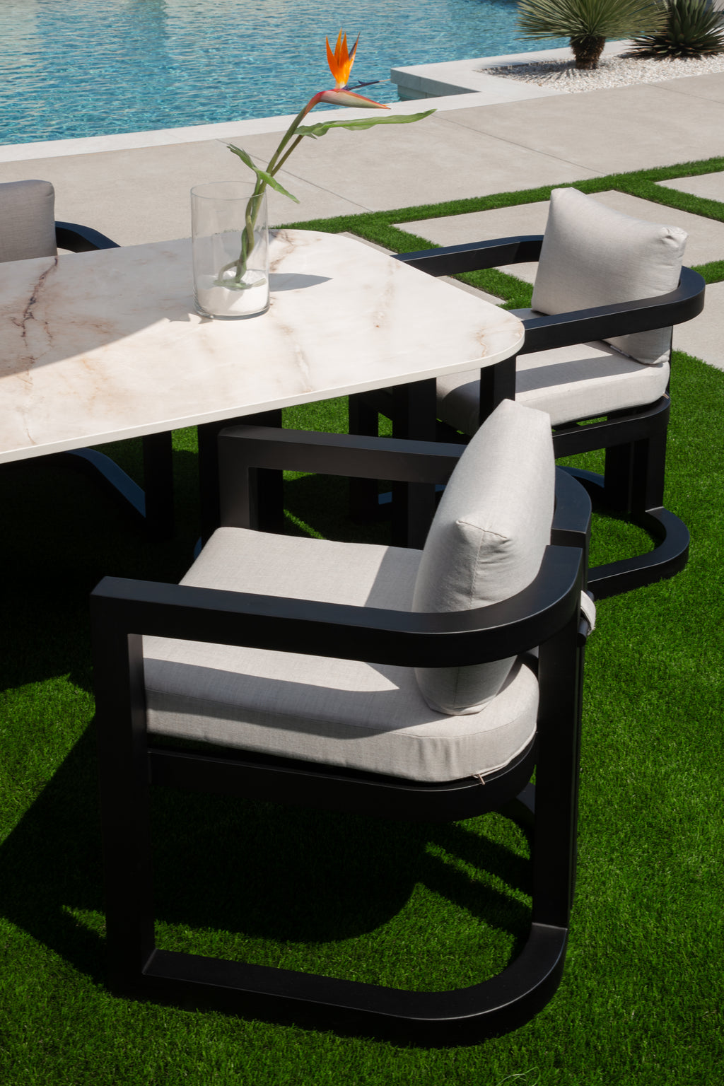 Malibu Dining Chair in Cast Silver, No Welt