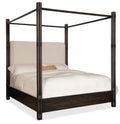 Retreat Pole Rattan Cal King Upholstered Poster Bed withCanopy | Black Sand