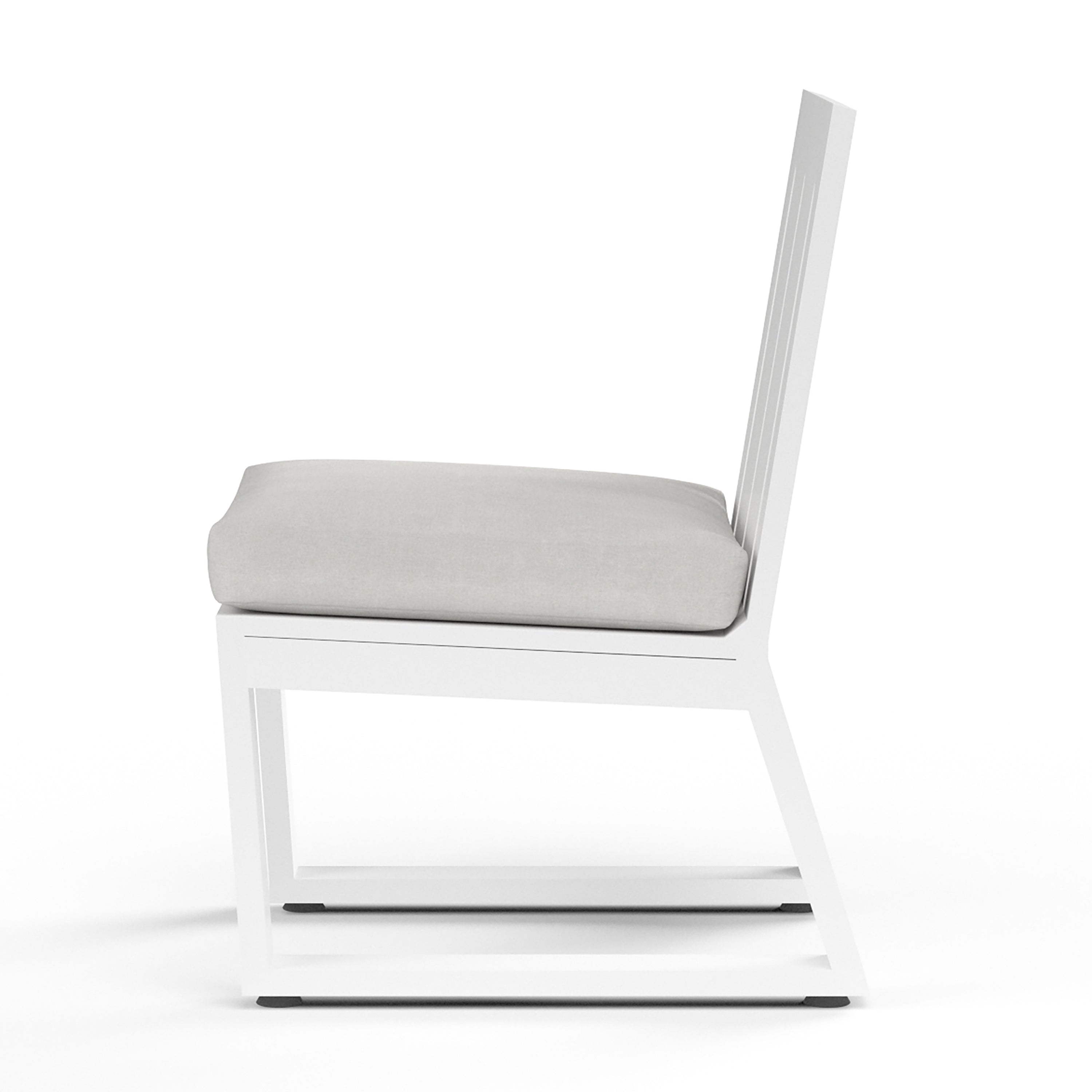 Newport Armless Dining Chair in Cast Silver, No Welt