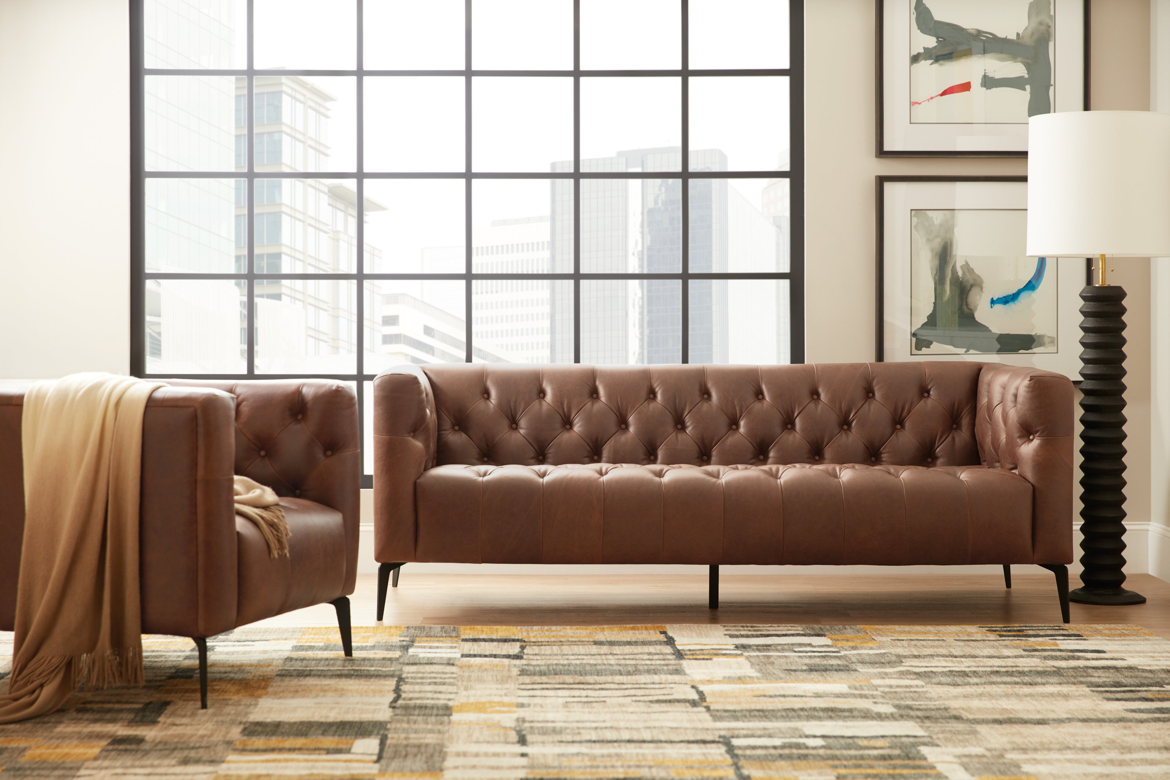 Nicolla Leather Stationary Chair