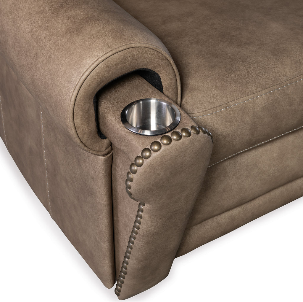 Duncan Power Recliner with Power Headrest & Lumbar | Light Brown