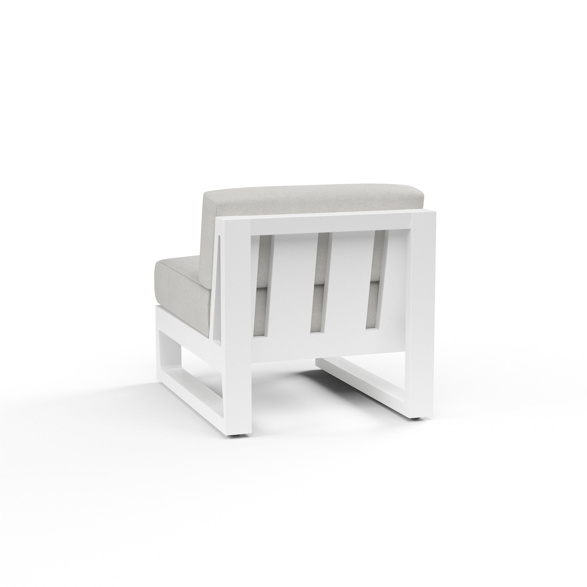 Newport Armless Club Chair in Cast Silver, No Welt