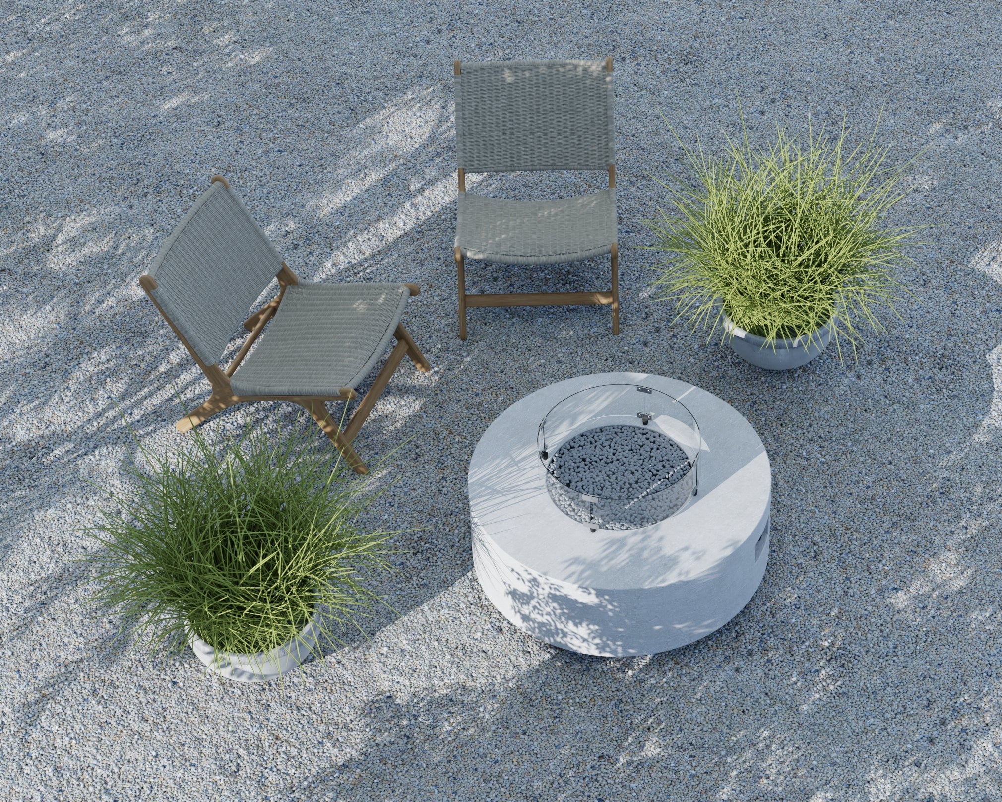 Gravelstone Round Fire Table w/ Glass Surround