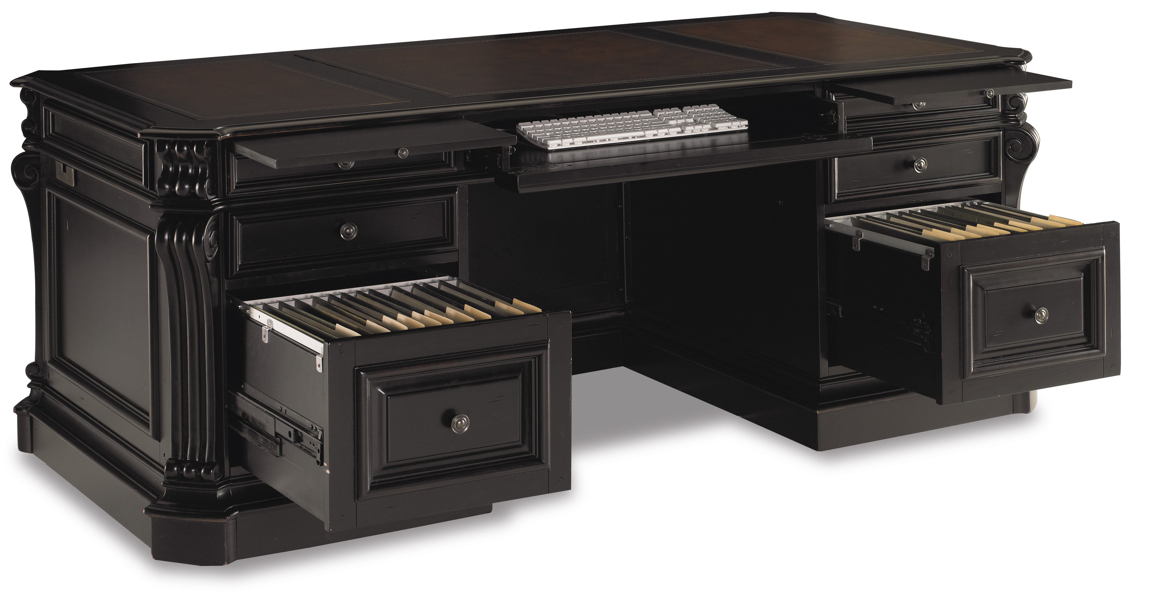 Telluride 76'' Executive Desk withLeather Panels