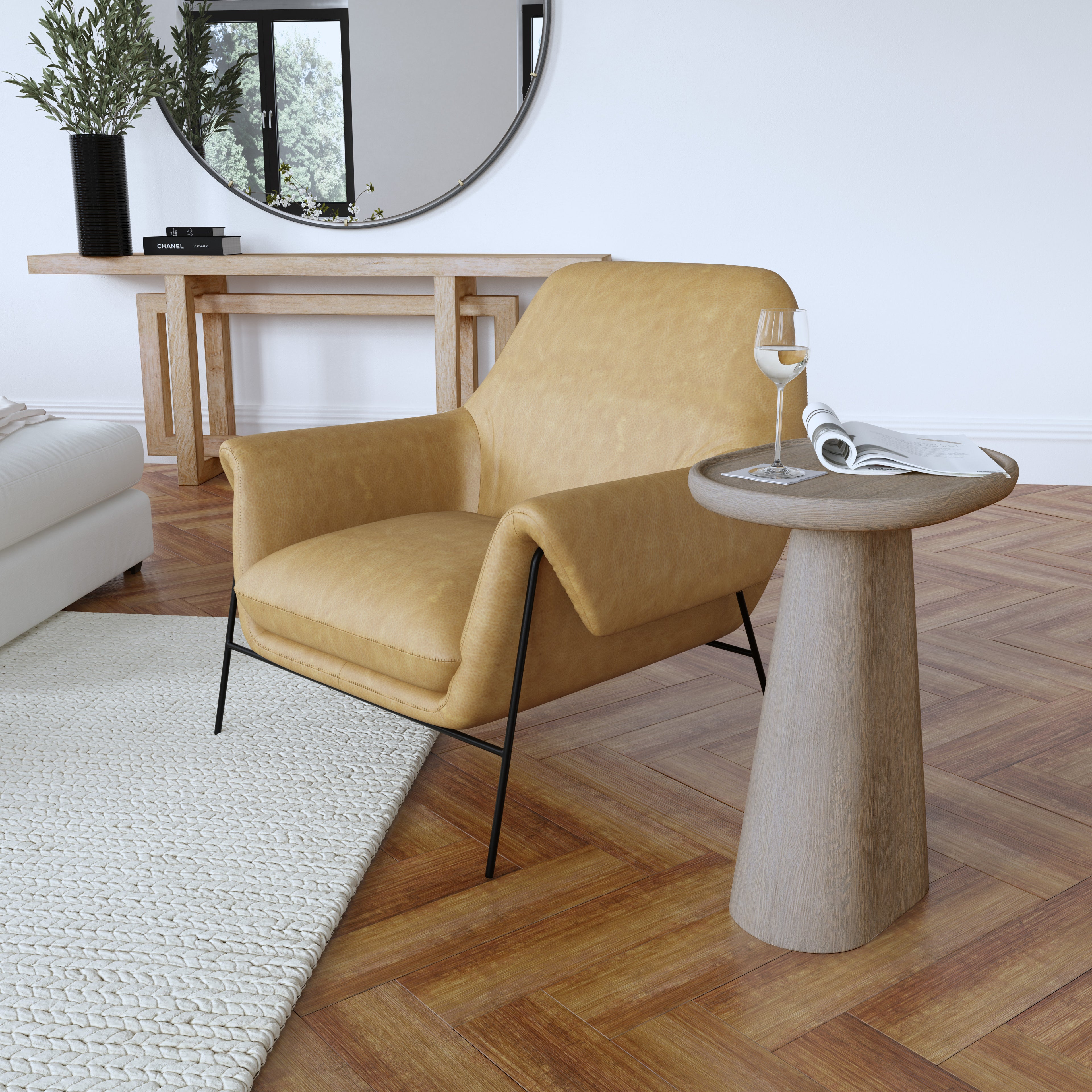 Ambroise Metal Frame Club Chair | Brown