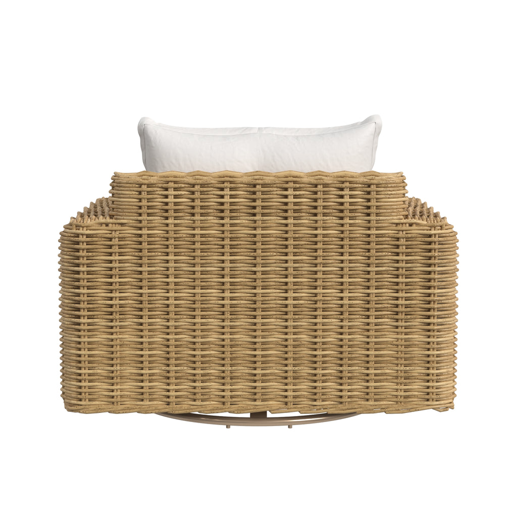 Playa Oversized Swivel Club Chair in Soothe Pearl w/ Flange Welt