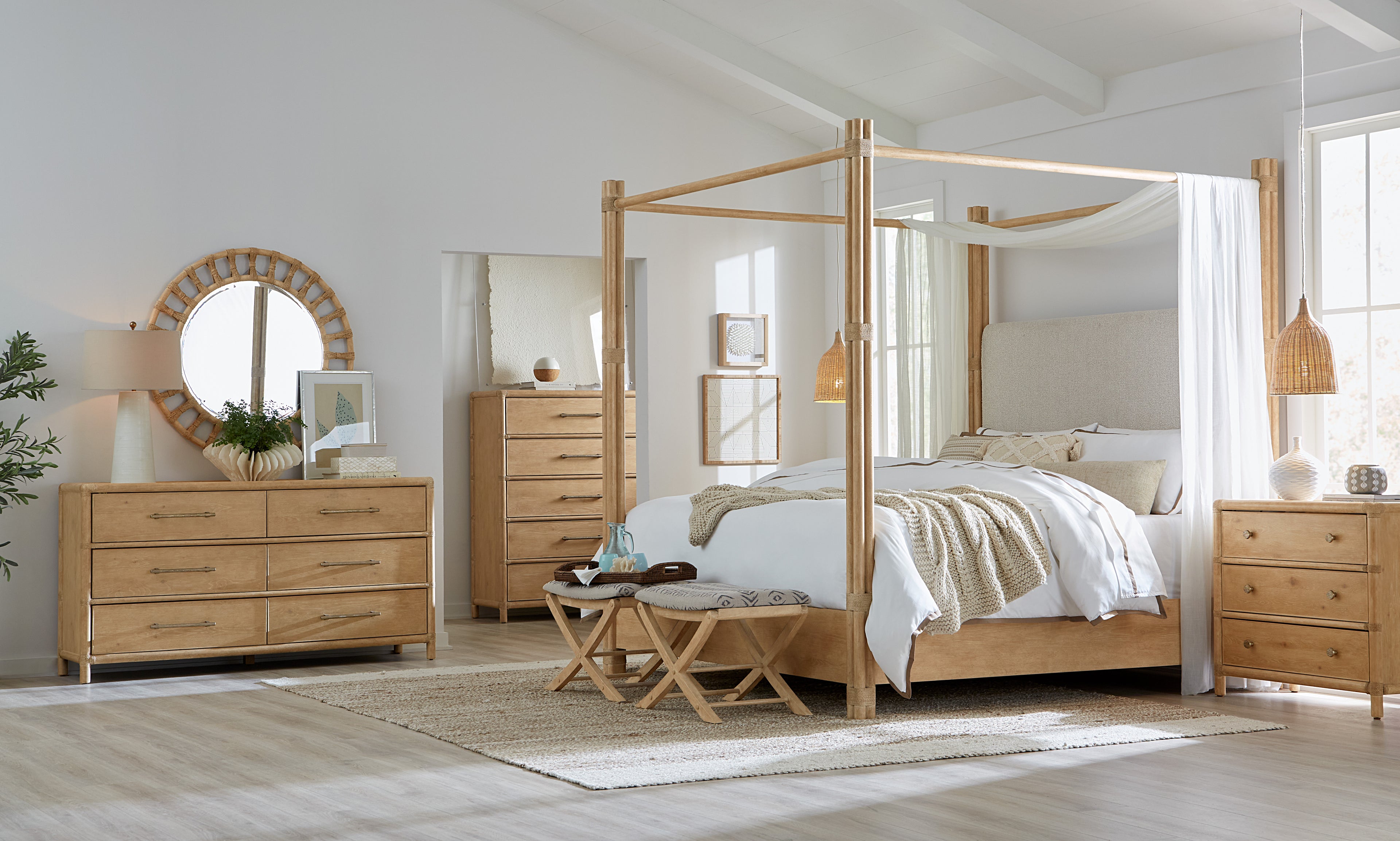 Retreat Pole Rattan Accent Mirror | Dune