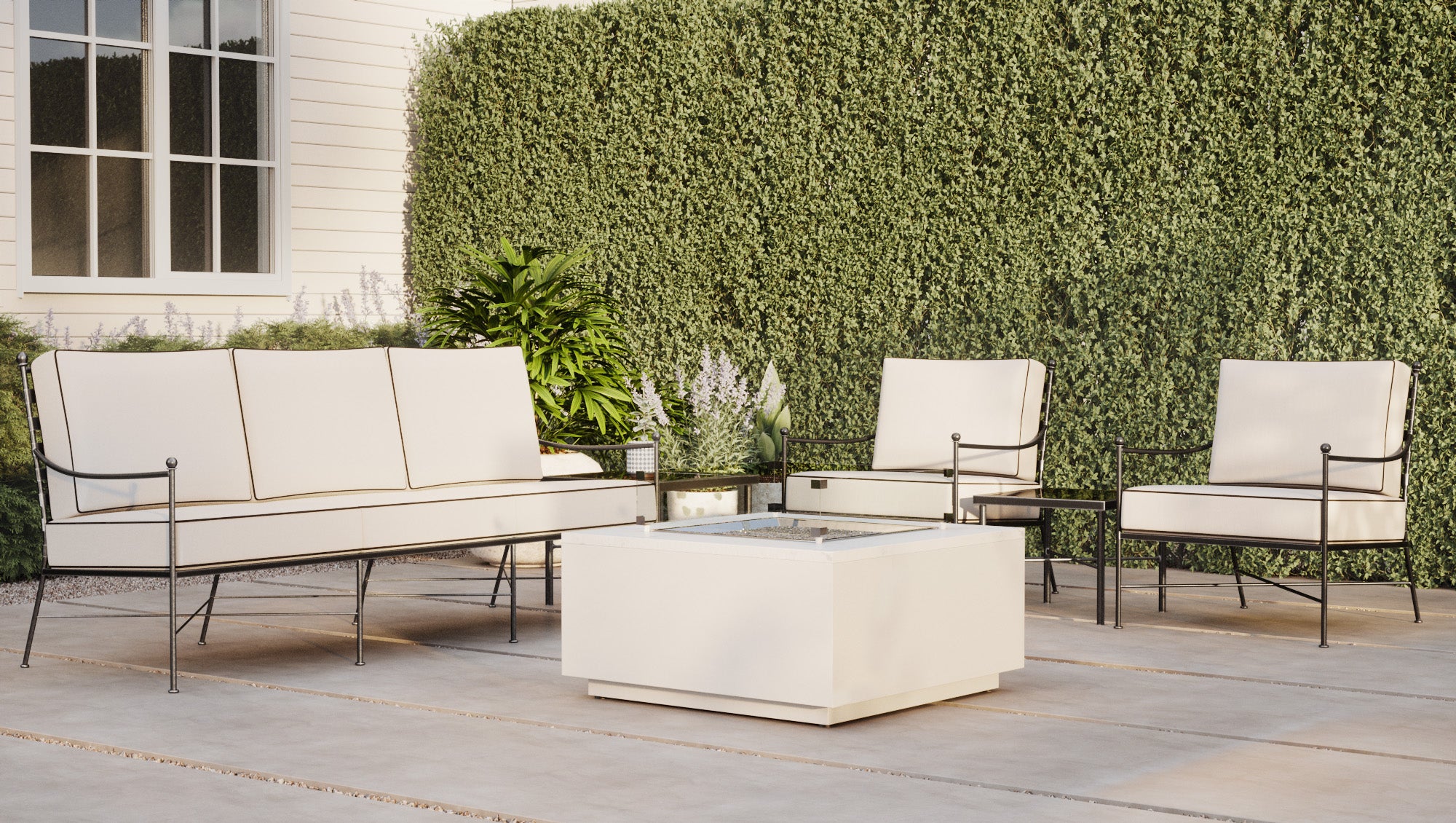 Provence Sofa in Canvas White w/ Self Welt